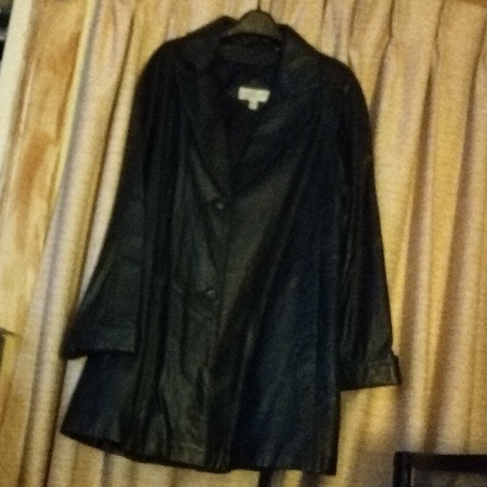 Vintage Ricardo Black 100% Genuine Leather Blazer Jacket with pockets